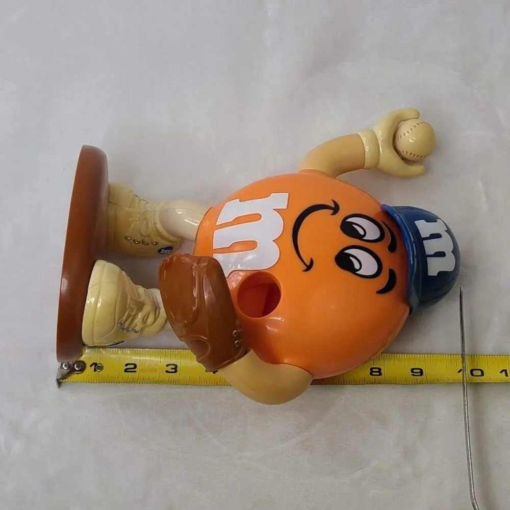 M&M's Sport Baseball Player Orange Candy Dispenser Limited Edition Blue Hat